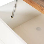 Emma and Oliver Farmhouse Coffee Table with Clamshell Style Hinged Table Top and Hidden Storage