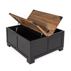 Emma and Oliver Farmhouse Coffee Table with Clamshell Style Hinged Table Top and Hidden Storage