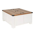 Emma and Oliver Farmhouse Coffee Table with Clamshell Style Hinged Table Top and Hidden Storage