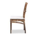Sedia da pranzo Laluna bohémien moderna in rattan/legno di mogano con cuscino