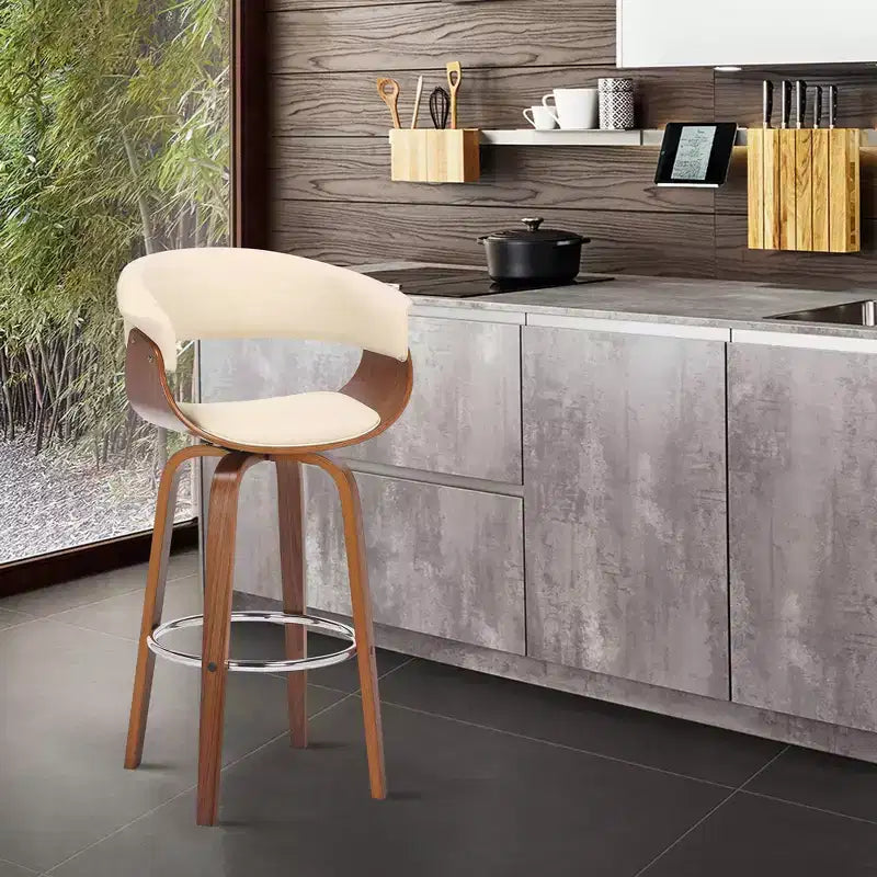 30" Julyssa Swivel Faux Leather Wood Counter Height Barstool - Armen Living