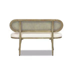 Havana 42 Cane Rattan Upholstered Bench Settee, Ivory White Boucle