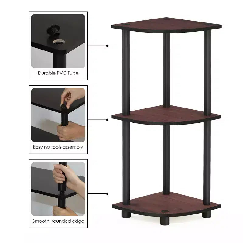 Furinno 3-Tier Corner Display Rack Multipurpose Shelving Unit Industrial Ladder Bookcase