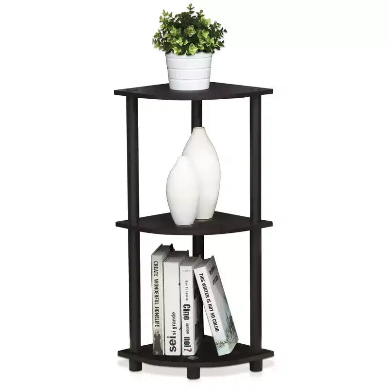 Furinno 3-Tier Corner Display Rack Multipurpose Shelving Unit Industrial Ladder Bookcase