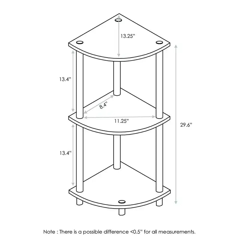 Furinno 3-Tier Corner Display Rack Multipurpose Shelving Unit Industrial Ladder Bookcase