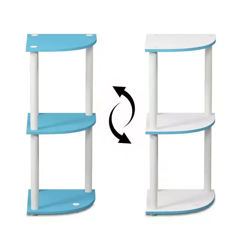 Furinno 3-Tier Corner Display Rack Multipurpose Shelving Unit Industrial Ladder Bookcase