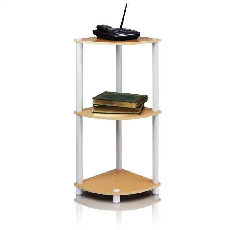 Furinno 3-Tier Corner Display Rack Multipurpose Shelving Unit Industrial Ladder Bookcase