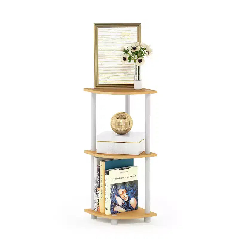 Furinno 3-Tier Corner Display Rack Multipurpose Shelving Unit Industrial Ladder Bookcase
