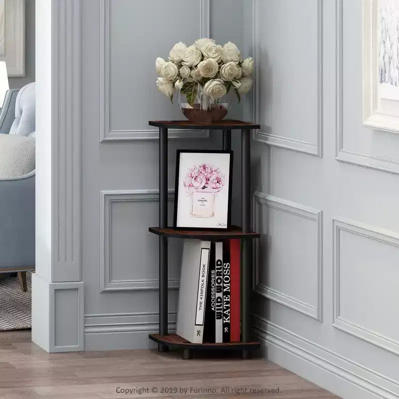 Furinno 3-Tier Corner Display Rack Multipurpose Shelving Unit Industrial Ladder Bookcase