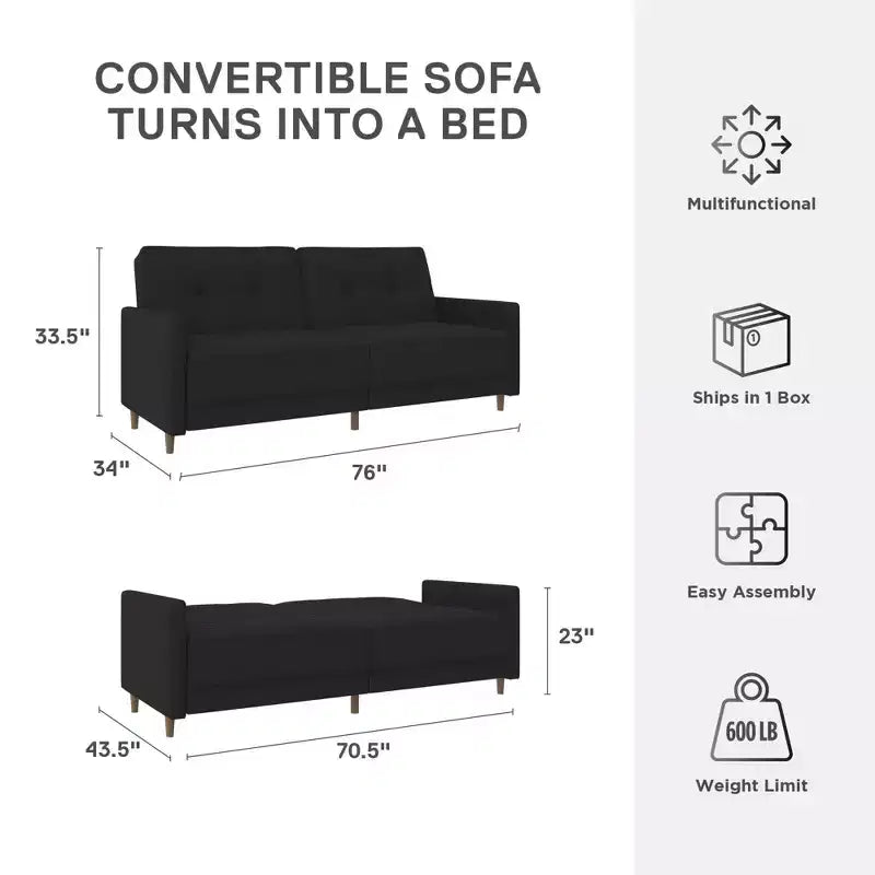 DHP Andora Coil Convertible Futon Couch