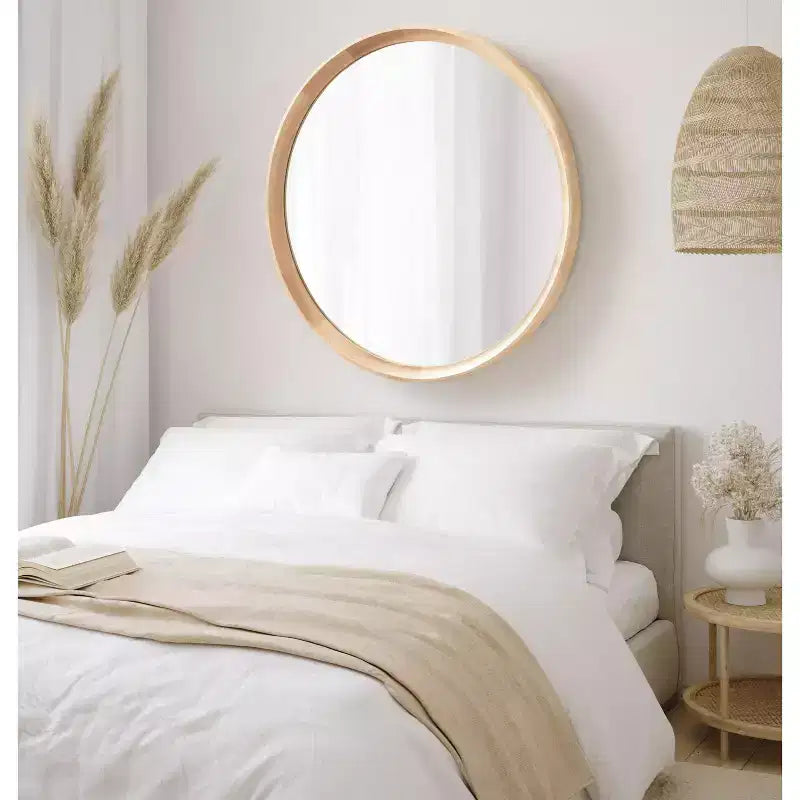 Kate and Laurel Hatherleigh Round Wood Wall Mirror