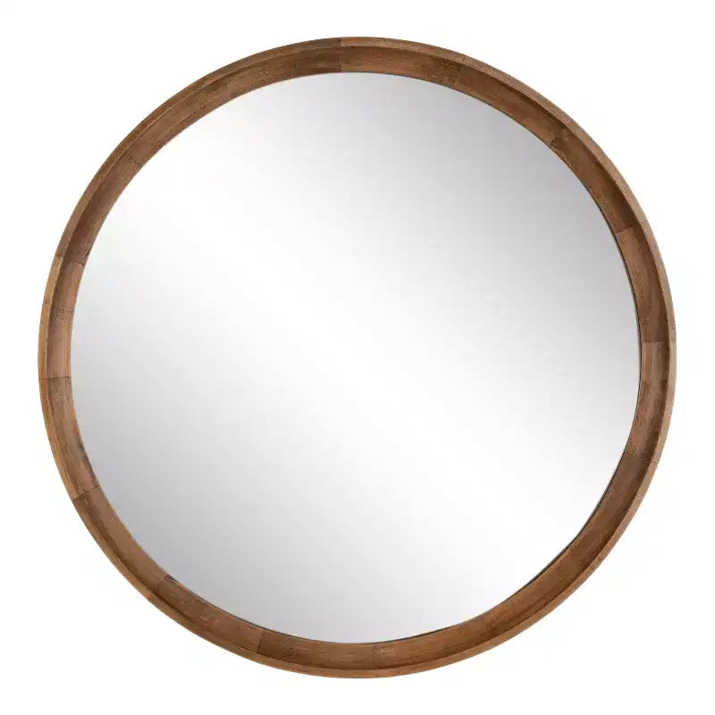 Kate and Laurel Hatherleigh Round Wood Wall Mirror