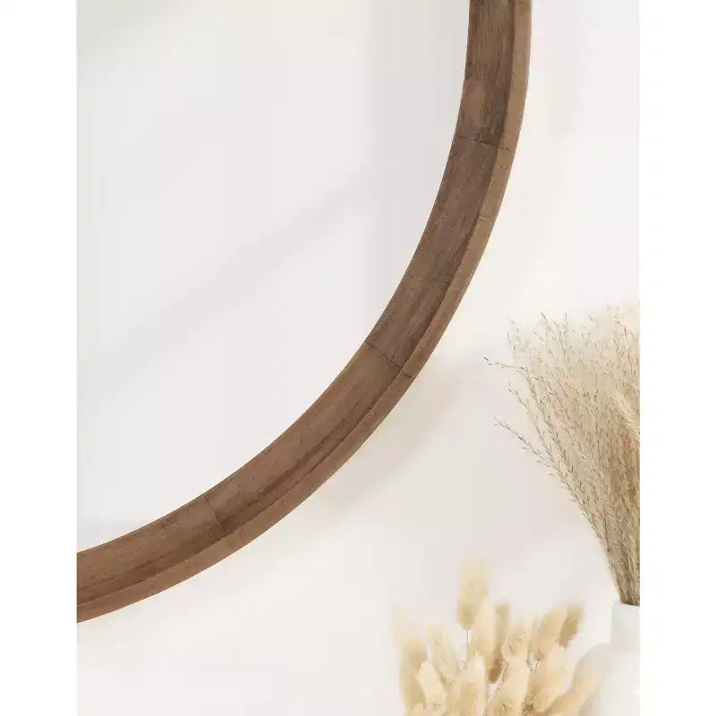 Kate and Laurel Hatherleigh Round Wood Wall Mirror