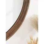 Kate and Laurel Hatherleigh Round Wood Wall Mirror