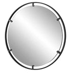 Uttermost Round Vanity Decorative Accent Wall Mirror Modern Satin Black Iron Frame 34 Wide for Bathroom Bedroom Living Room Home