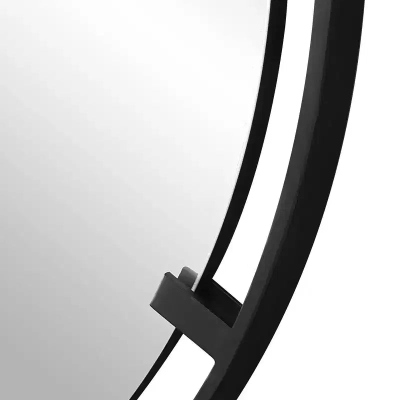 Uttermost Round Vanity Decorative Accent Wall Mirror Modern Satin Black Iron Frame 34 Wide for Bathroom Bedroom Living Room Home