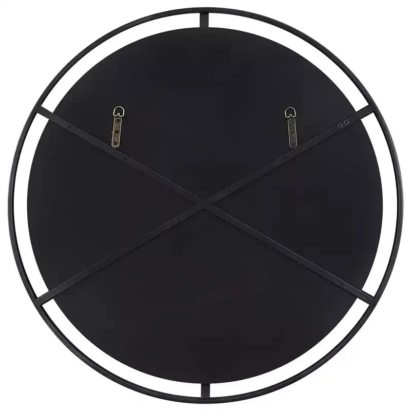 Uttermost Round Vanity Decorative Accent Wall Mirror Modern Satin Black Iron Frame 34 Wide for Bathroom Bedroom Living Room Home