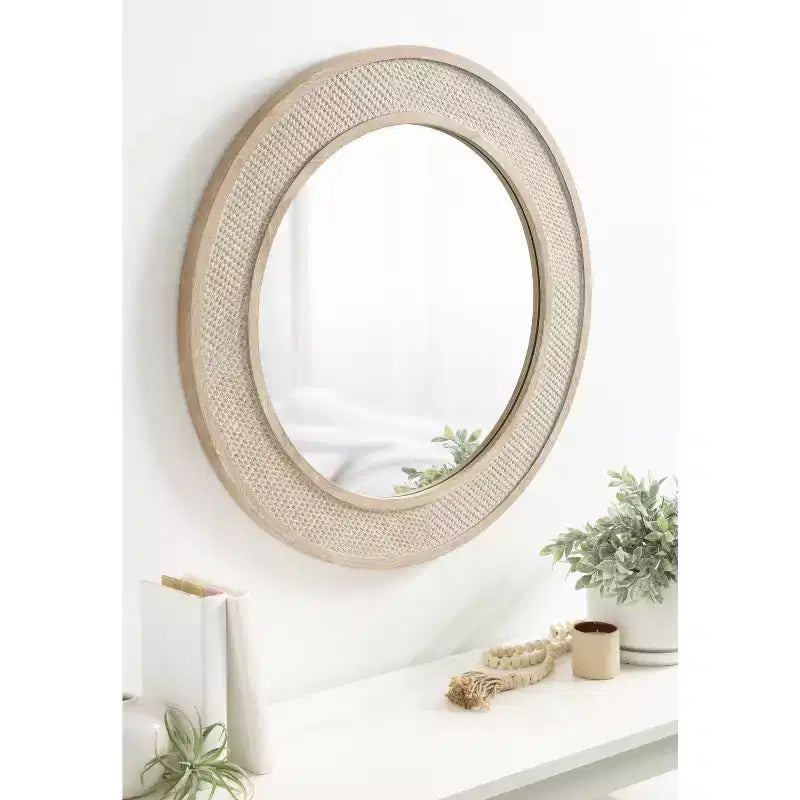 Kate and Laurel Cannondale Round Wood Round Mirror, 28 Diameter, Natural