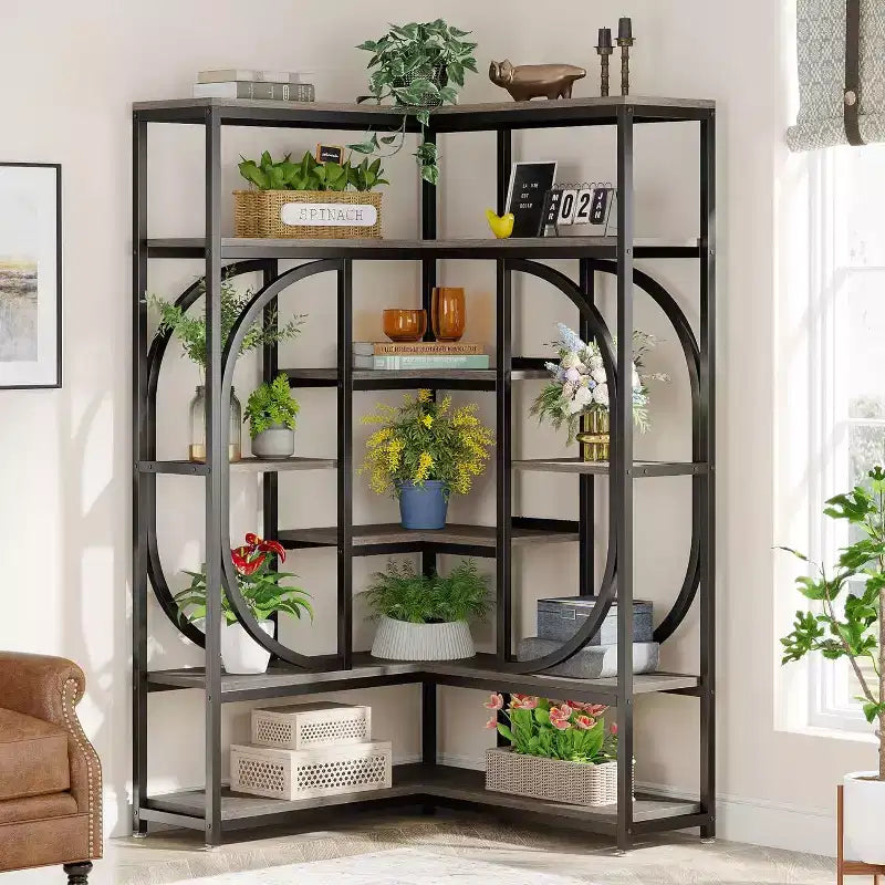 Tribesigns L-Shaped 7-Shelf Corner Bookcase