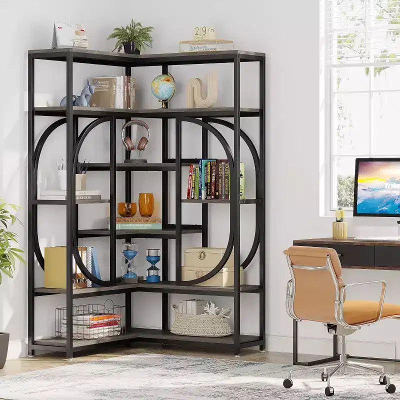 Tribesigns L-Shaped 7-Shelf Corner Bookcase