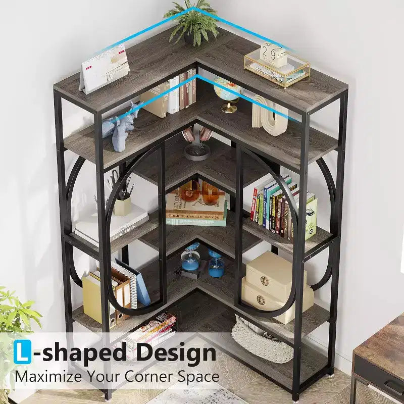 Tribesigns L-Shaped 7-Shelf Corner Bookcase
