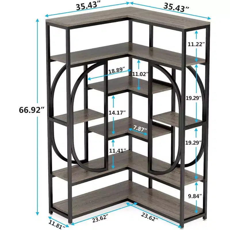 Tribesigns L-Shaped 7-Shelf Corner Bookcase