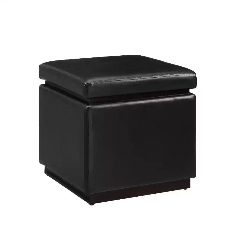 Lucinda Square Faux Leather Ottoman - Linon