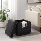 Lucinda Square Faux Leather Ottoman - Linon