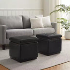 Lucinda Square Faux Leather Ottoman - Linon