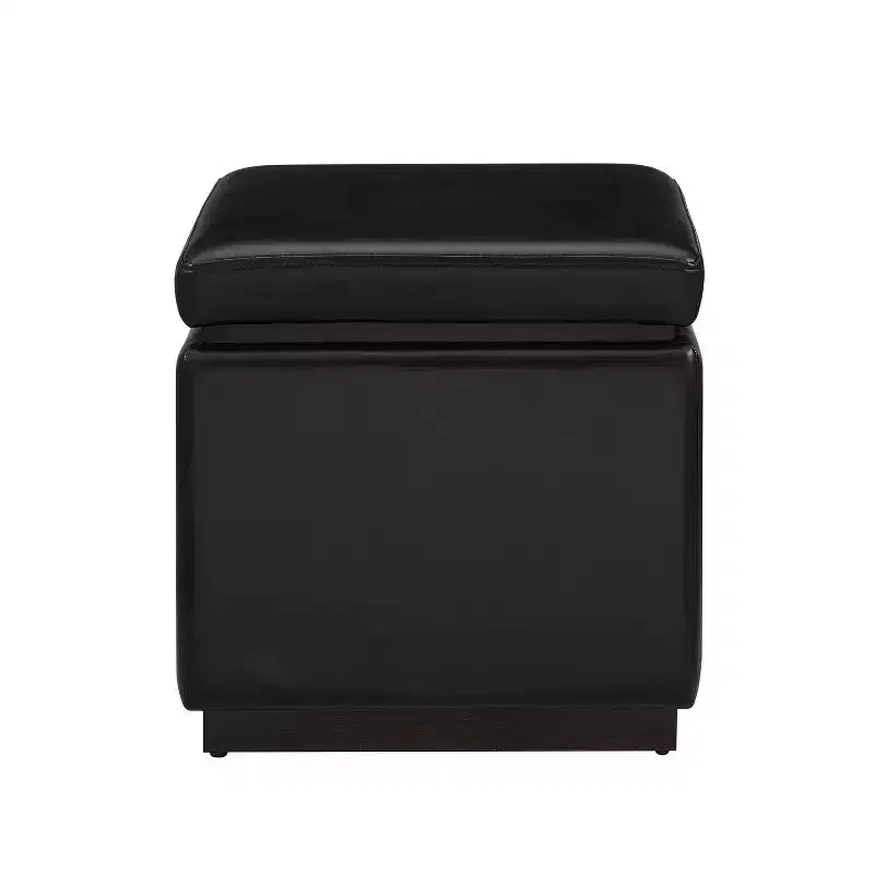Lucinda Square Faux Leather Ottoman - Linon