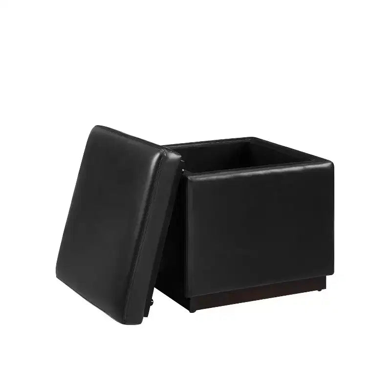 Lucinda Square Faux Leather Ottoman - Linon