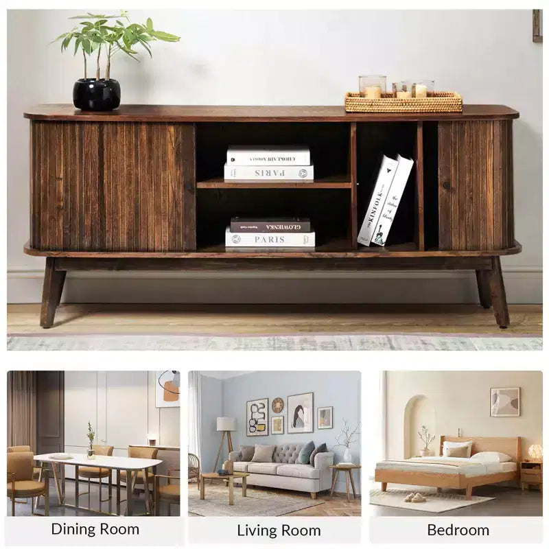 Adam Modern TV Stand for TVs up to 65 with Adjustable Shelf | Hulala Home
