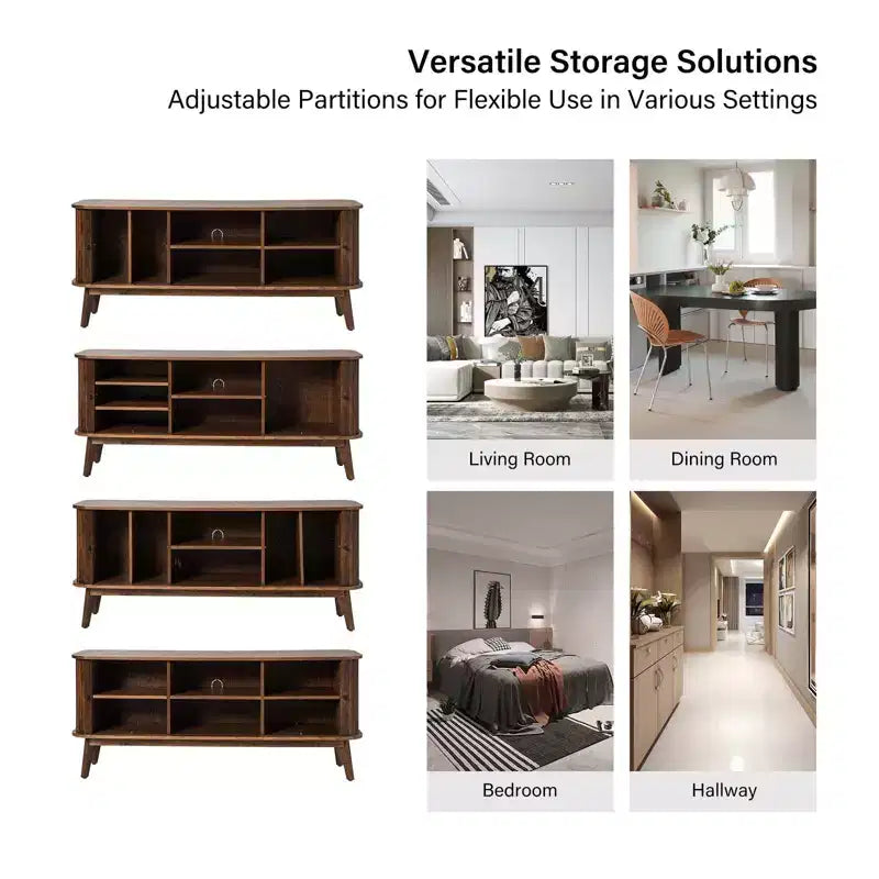 Adam Modern TV Stand for TVs up to 65 with Adjustable Shelf | Hulala Home