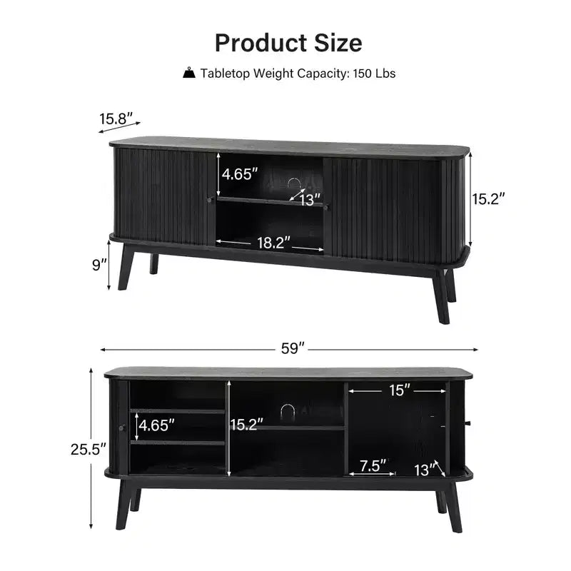 Adam Modern TV Stand for TVs up to 65 with Adjustable Shelf | Hulala Home