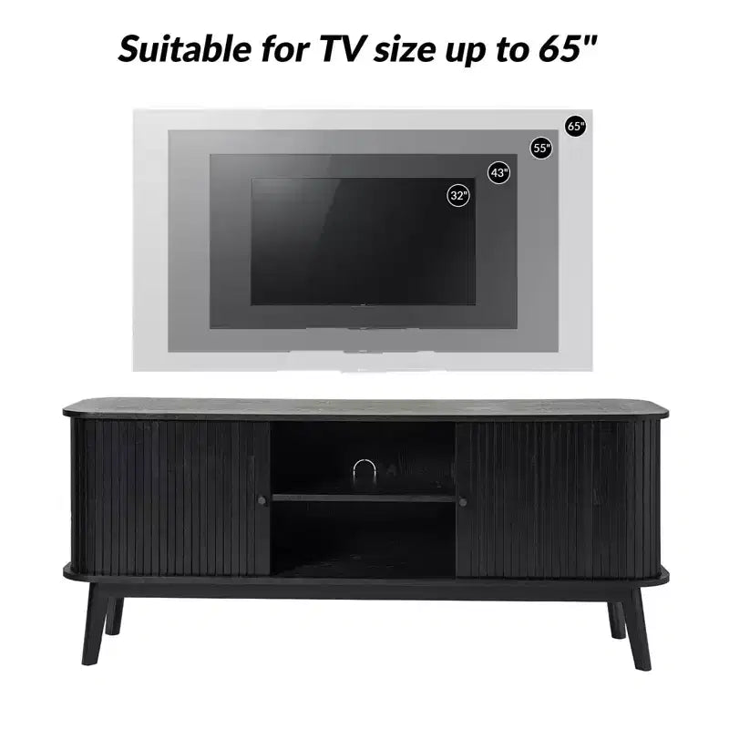 Adam Modern TV Stand for TVs up to 65 with Adjustable Shelf | Hulala Home