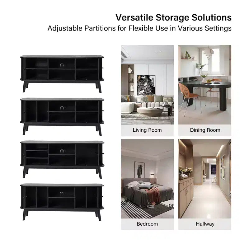Adam Modern TV Stand for TVs up to 65 with Adjustable Shelf | Hulala Home