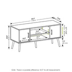 Furinno Mid-Century TV Stand Entertainment Media Console w/2 Cabinets&Open Storage Shelves for TVs up to 50,French Oak Grey