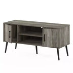 Furinno Mid-Century TV Stand Entertainment Media Console w/2 Cabinets&Open Storage Shelves for TVs up to 50,French Oak Grey