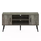 Furinno Mid-Century TV Stand Entertainment Media Console w/2 Cabinets&Open Storage Shelves for TVs up to 50,French Oak Grey