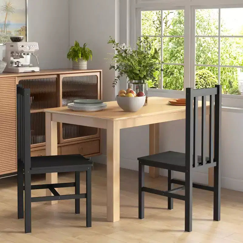 HOMCOM Dining Chairs Set, Pine Wood Kitchen Chairs with Slat Back, Farmhouse Dining Room Chairs