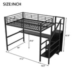 Full Size Metal Loft Bed with Desk, Storage Staircase and Small Wardrobe  ModernLuxe