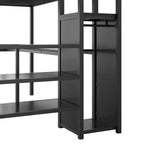 Full Size Metal Loft Bed with Desk, Storage Staircase and Small Wardrobe  ModernLuxe