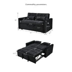 Modern Velvet Futon Loveseat with Reclining Backrest & Pockets, Seats 2 ??Dark Gray / Light Gray / Blue / Black