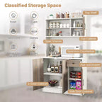 Costway 4-Door 71'' Kitchen Buffet Pantry Storage Cabinet w/Hutch Adjustable Shelf White