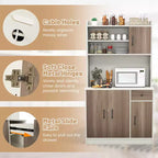 Costway 4-Door 71'' Kitchen Buffet Pantry Storage Cabinet w/Hutch Adjustable Shelf White