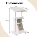 Costway Mobile Podium Stand Height Adjustable Laptop Cart with Storage Compartments Rolling Lectern with Lockable Casters for Classroom Office White