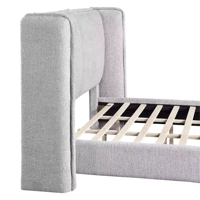 HOMES: Inside + Out Queen Shellsea Modern Boucle Upholstered Platform Bed with Wingback Headboard