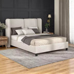 HOMES: Inside + Out Queen Shellsea Modern Boucle Upholstered Platform Bed with Wingback Headboard