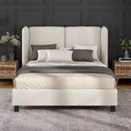 HOMES: Inside + Out Queen Shellsea Modern Boucle Upholstered Platform Bed with Wingback Headboard