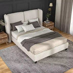 HOMES: Inside + Out Queen Shellsea Modern Boucle Upholstered Platform Bed with Wingback Headboard